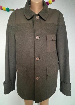 Стильное качественное комбинированное пальто 55% шерсть1 фото