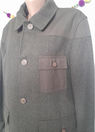 Стильное качественное комбинированное пальто 55% шерсть2 фото