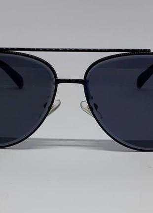 Окуляри в стилі versace чоловічі сонцезахисні окуляри каплі чорні однотонні в чорному металі2 фото