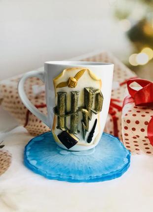 Чашка с декором из полимерной глины «гарри поттер»