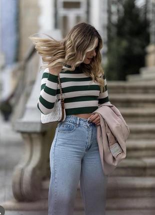 Яскравий вкорочений джемпер в смужку zara1 фото