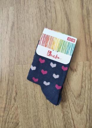Детские носки для девочки р.23-26 сердца цветные krebo