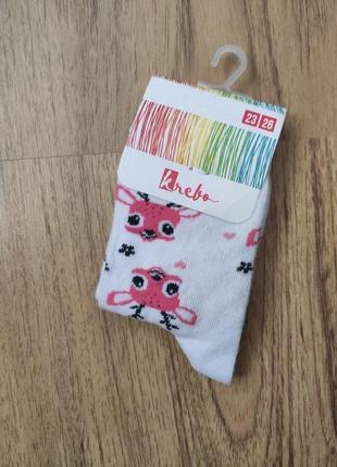 Дитячі шкарпетки для дівчинки р.23-26 олені кольорові krebo1 фото