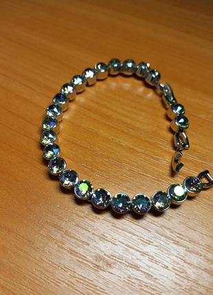Шикарний браслет xuping родій з кристалами "paradise shine" swarovski" 👑два розміри 18.5-20.5 см