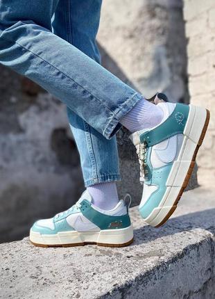 Жіночі кросівки низькі найк сб данк білі з бірюзовим nike dunk low white turquoise7 фото