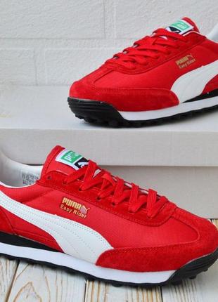 Чоловічі кросівки puma easy rider red, замша червоні з білим3 фото