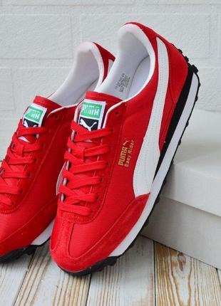 Чоловічі кросівки puma easy rider red, замша червоні з білим