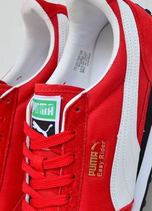 Чоловічі кросівки puma easy rider red, замша червоні з білим8 фото