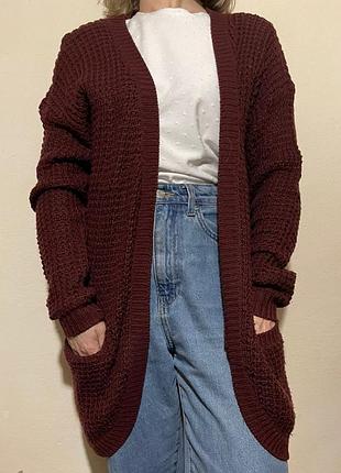 Бордовий кардиган