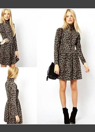 Платье asos с высокой горловиной леопардовый принт