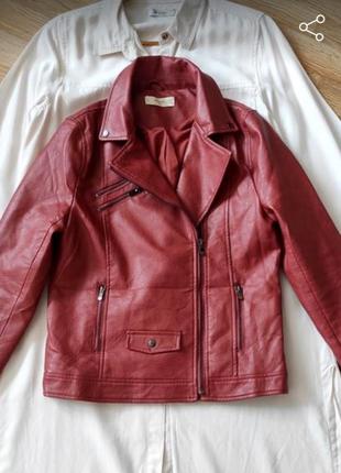 Розкішна куртка шкіряна косуха від бренда mango