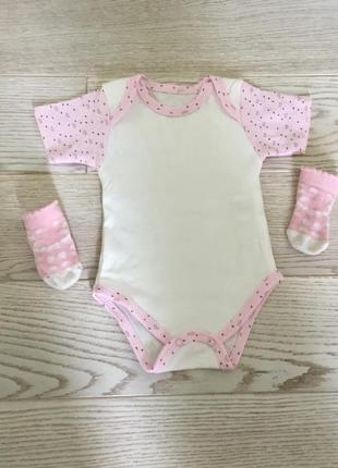 Ніжний бодік-футболочка /туреччина + шкарпетки в подарунок