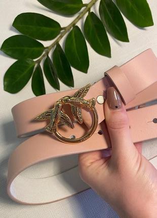 Ремінь жіночий 3см рожевий шкіра + коробка, пояс пудра  жіночий ремінь шкіряний в стилі pinko пінко рожевий пудра