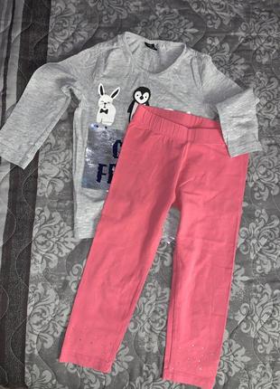 Лот реглан кофточка в пайетки и лосины 4-5-6 лет