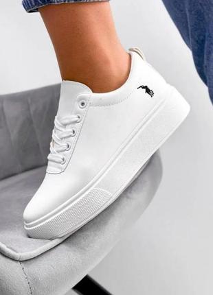 Белые кроссовки кеды ботинки женские демисезонные polo