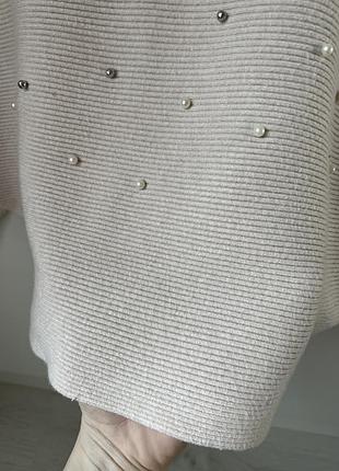 Кофта с жемчужинами летающий рукав 4