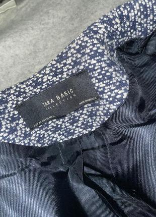 Zara жакет пиджак на молнии синий в орнамент5 фото