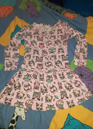 Платье для девочки с совушкой