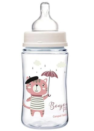 Canpol babies бутылка антиколиковая с широким отверстием 240 мл pp easystart bonjour paris розовая2 фото