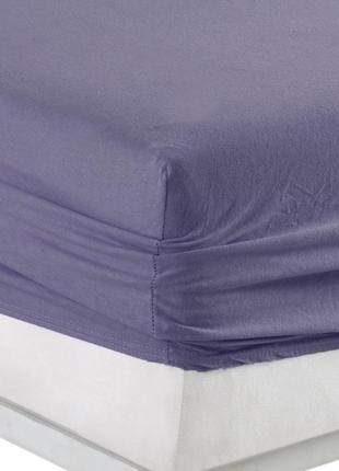Простынь на резинке 140*200 трикотажная на кровать однотонная, простынь на резинке 140х200 фиолетовый