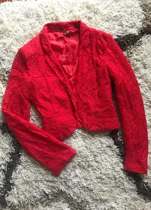 Красный кружевной пиджак