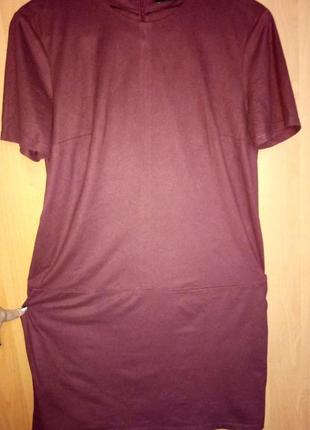 Платье цвет бордо, ткань «замш»3 фото