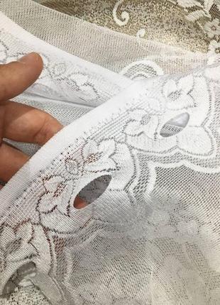 Короткий тюль 120см высотой, занавеска гипюр жаккард, для дачи, кухни, коридора, на балкон.