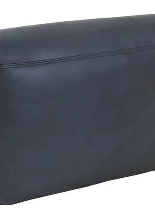Мужская кожаная офисная сумка для документов формата а4 из натуральной кожи на плечо с клапаном черная4 фото