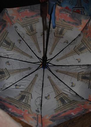 Зонт женский полуавтомат с принтом  прямая ручка3 фото