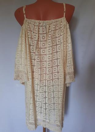 Коттоновое платье- туника оверсайс в стиле бохо3 фото