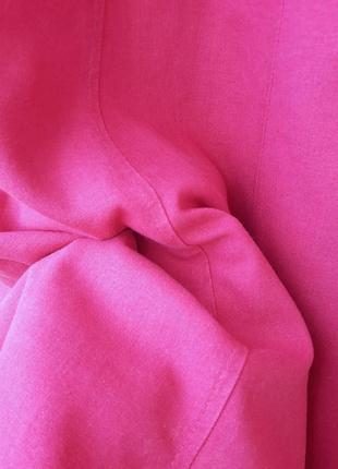 Розовая льняная юбка миди l малиновая юбка3 фото