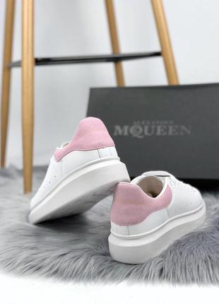 Стильные и очень популярные кеды alexander mcqueen с розовым задником (весна-лето-осень)😍5 фото