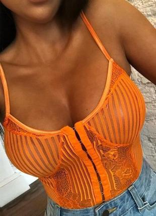 Оранжевий боді на гачках femme luxe1 фото