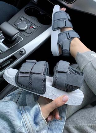 Шикарные сандалии adidas adilette grey на липучках (весна-лето-осень)😍