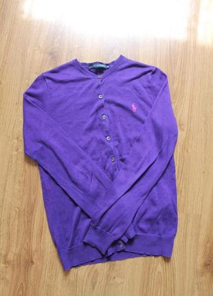 Блестальная легкая коттоновая кофта фиолетового цвета на пуговицах ralph lauren3 фото