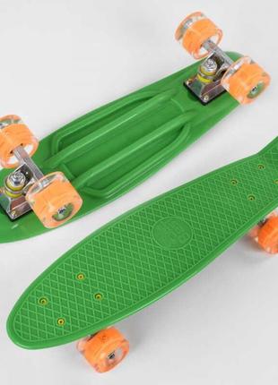 Скейт пенни борд best board доска 55см, колеса pu со светом, диаметр 6 см желтый 10102 фото