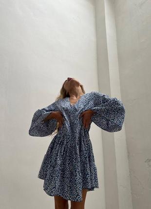 Весеннее нежное платье в цветочки oversize волан 5 цветов4 фото