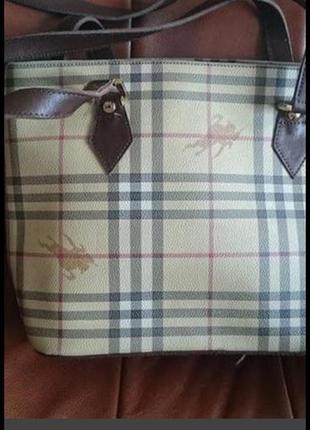 Суска burberry, аинтаж, длинные ручки, оригвел. кожа и канва