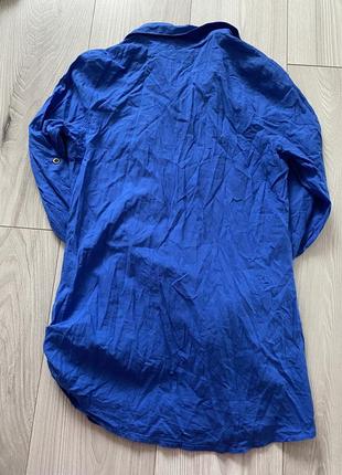 Рубашка туника синяя рубашка удлиненная хлопковая4 фото