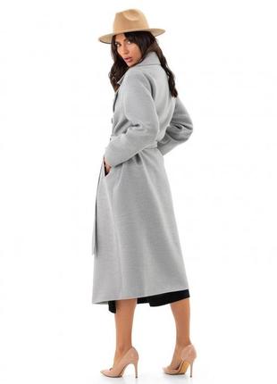 Пальто женское кашемировое демисезонное оверсайз весеннее осеннее шерстяное двубортное серое8 фото