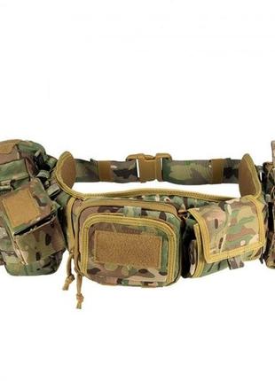 Тактический ремень пояс разгрузка yakeda с подсумками и системой молли (multicam)