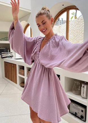 Воздушное платье из натуральной ткани муслин4 фото