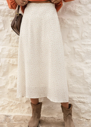 Шикарная молочная юбка-миди из итальянской вискозы