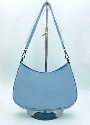 Женская сумка голубая сумка багет голубой клатч багет сумка через плечо клатч на плечо