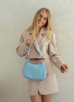 Женская сумка голубая сумка багет голубой клатч багет сумка через плечо клатч на плечо2 фото