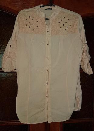 Пудровая рубашка блузка наш 48,50,52р-р. сост.новой