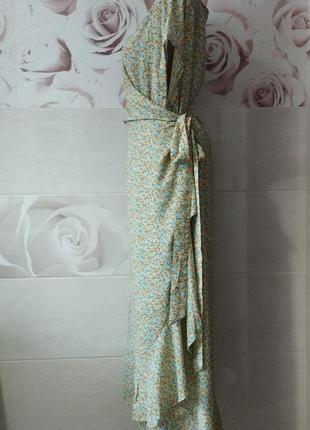 Нежное длинное натуральное платье на запах shein5 фото