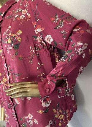 Стильная натуральная рубашка блуза в цветы от zara, mango, hm,dutti2 фото