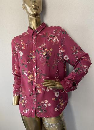 Стильная натуральная рубашка блуза в цветы от zara, mango, hm,dutti4 фото