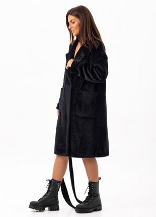 Пальто жіноче демісезонне альпака оверсайз оversize, осіннє, весняне, бренд чорне5 фото